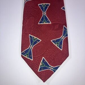 Vintage Robert Talbott Red Blue Geometric Silk Necktie Hand Sewn USA